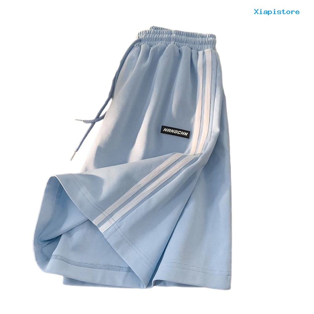 [XI] Quần Short Dây Rút Co Giãn Dáng Rộng Dài Đến Đầu Gối Kẻ Sọc Màu Sắc Tương Phản Đáy Sâu Thoáng Khí Thể Thao Chạy