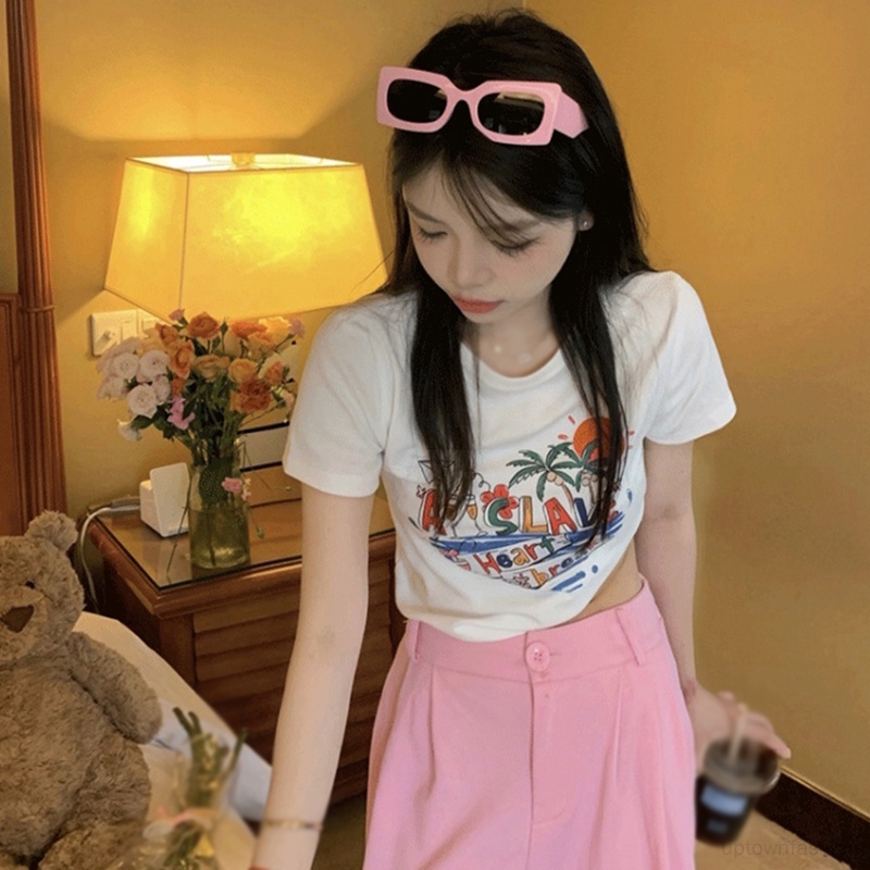 Áo Thun Tay Ngắn Cổ Tròn In Họa Tiết Lettle Thời Trang Xuân Hè Dễ Phối Đồ