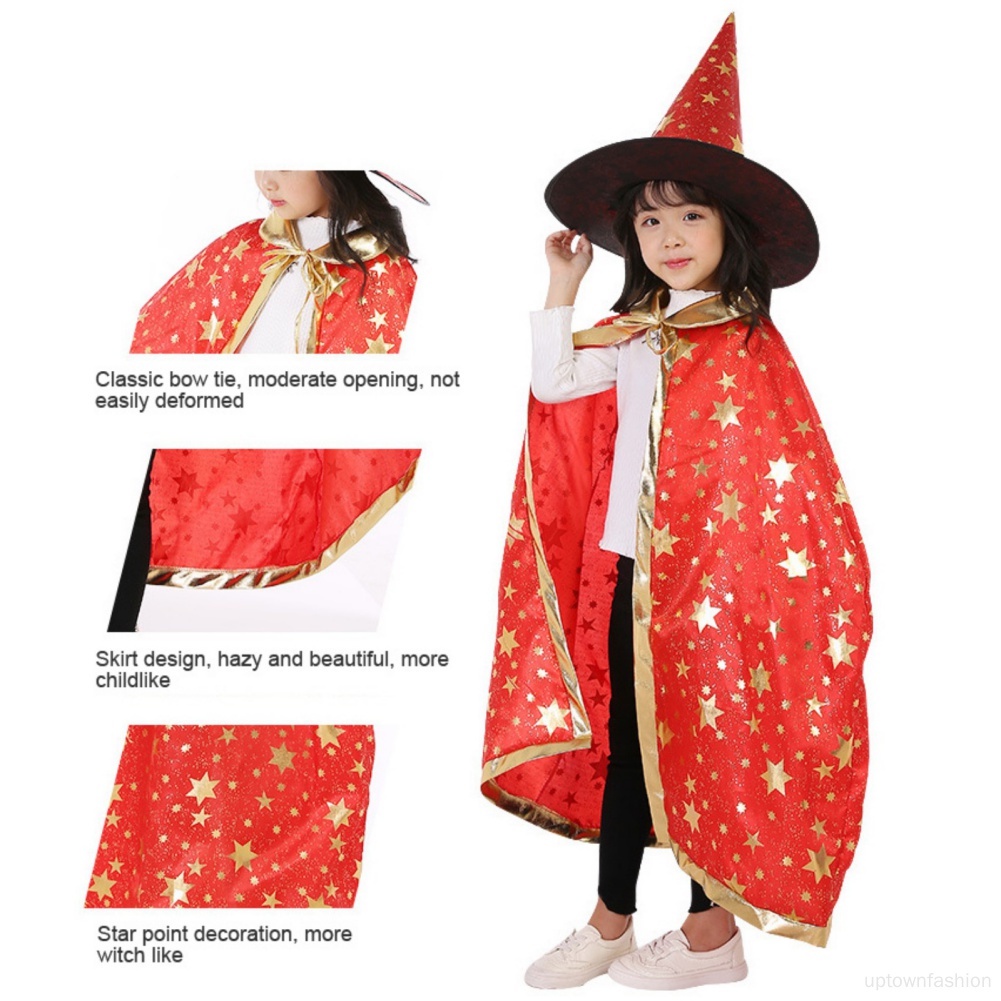 Set Áo Choàng + Nón + Túi Đựng Kẹo + Áo Choàng Hóa Trang Halloween Cho Bé