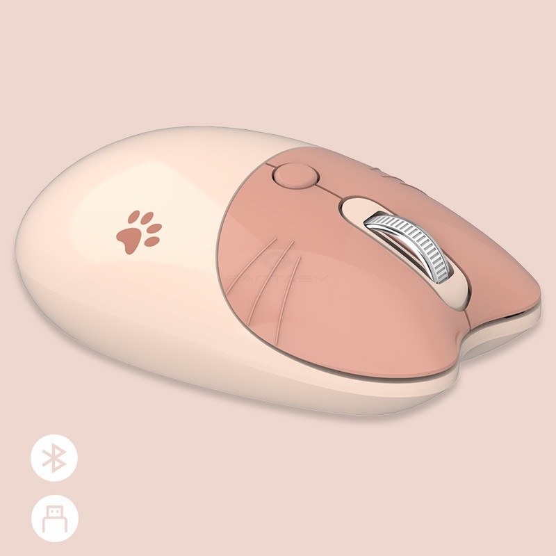 CHUYI Chuột Không Dây Bluetooth 2.4Ghz Hình Mèo Kitty Dễ Thương Cho PC Notebook