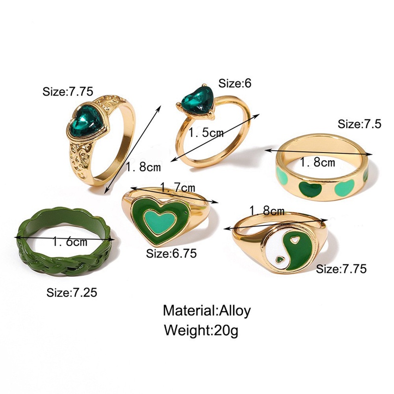 Set 4 / 5 / 6 Nhẫn Kim Loại Màu Hồng Hình Trái Tim Mặt Cười Phong Cách Punk Dành Cho Nữ