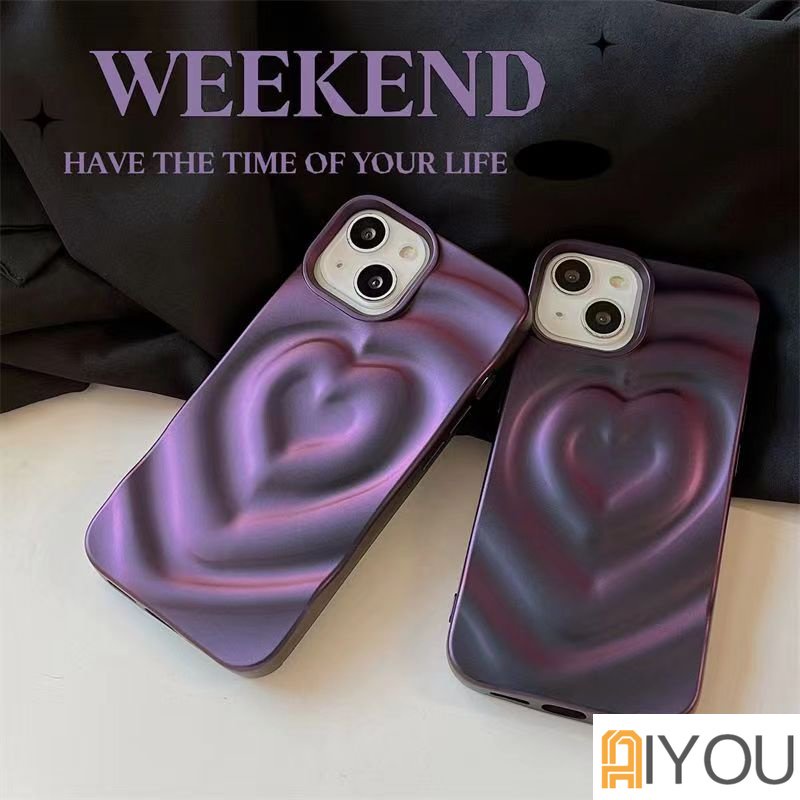 Ốp Điện Thoại Silicon Mềm Chống Sốc Họa Tiết Trái Tim 3D Màu Tím / Bạc / Trắng Thời Trang Cho iPhone 11 12 13 14 Pro Max