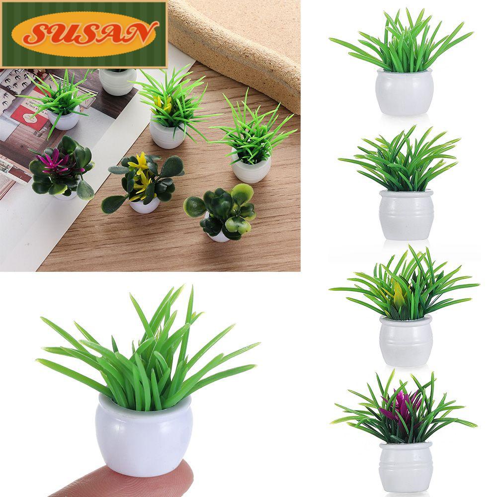 SUSANS Bộ 5 Chậu Cây Nhựa Mini Tỉ Lệ 1: 12 Dùng Trang Trí Nhà Búp Bê