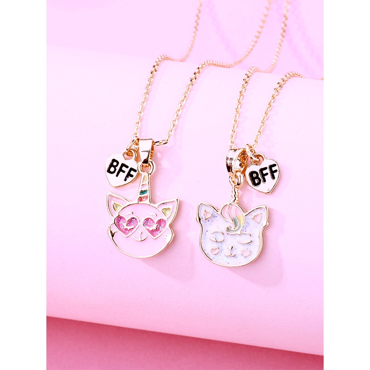 Set 2 Dây Chuyền Tình Bạn Mặt Mèo Hoạt Hình Dễ Thương