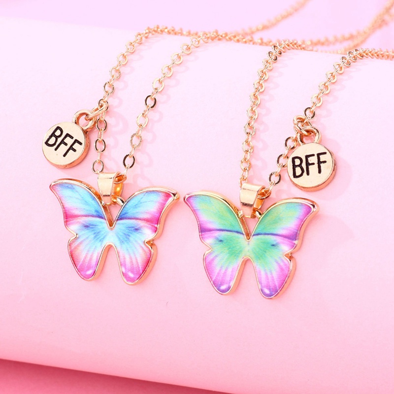 Ygt Set 2 Vòng cổ Tình Bạn Mặt Hình Bướm Nhiều Màu Sắc Phong Cách Hàn Quốc Ngọt Ngào Dành Cho Nữ