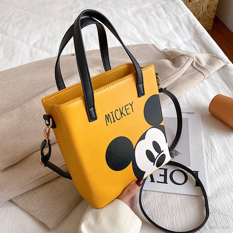 DISNEY Túi Tote Đeo Vai / Xách Tay Đa Năng Sức Chứa Lớn In Hình Chuột Mickey Thời Trang
