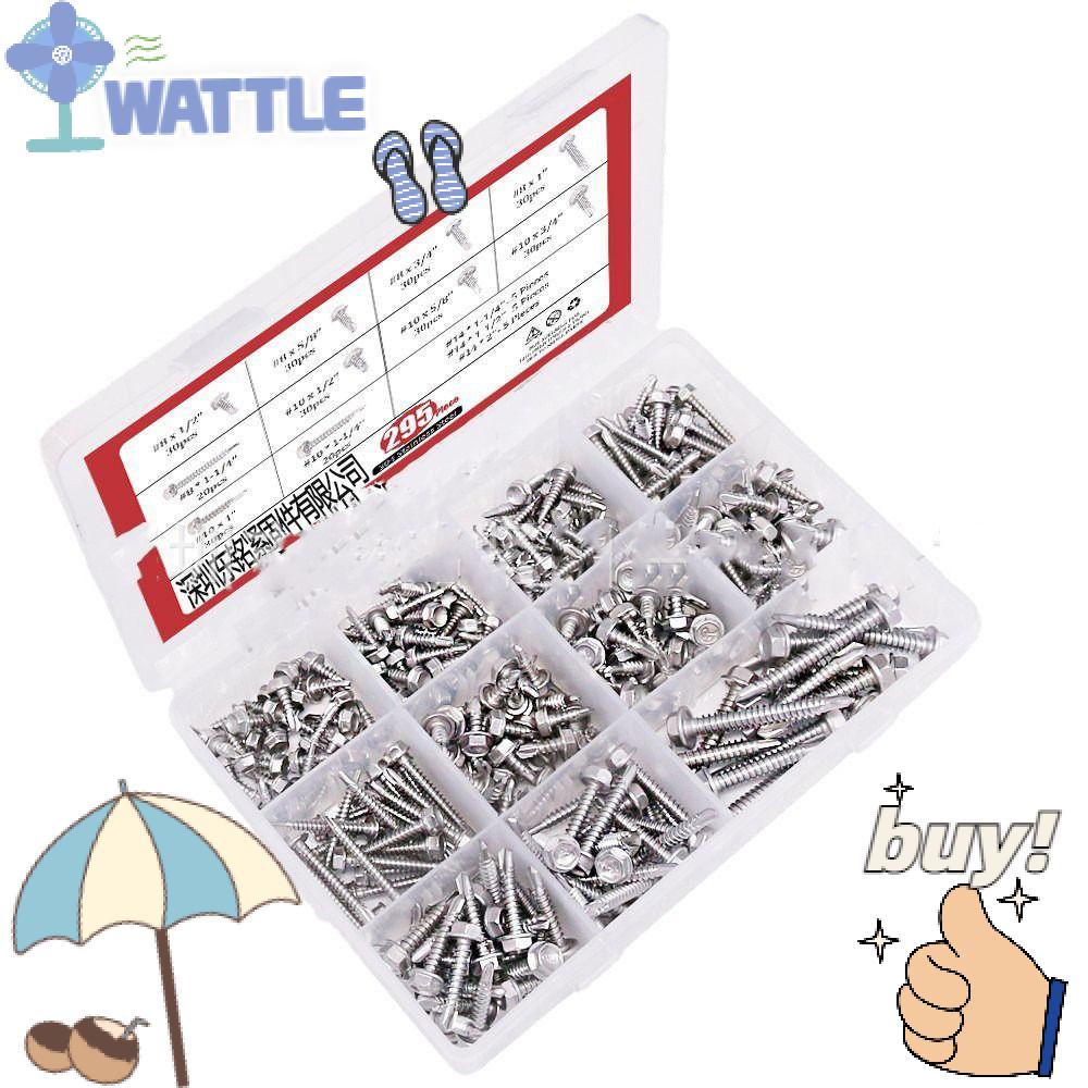 WTTLE Set 295 Ốc Vít Đầu Dẹt / Đầu Lục Giác Bằng Thép Không Gỉ 410 Chuyên Dụng Cho Kim Loại
