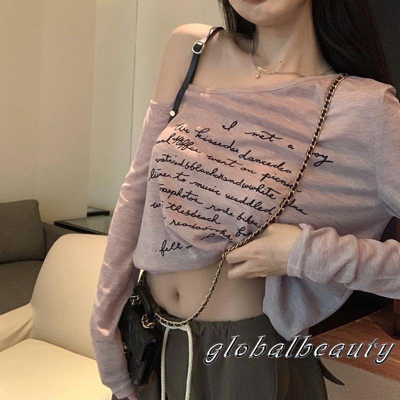 Áo Thun Nữ Dài Tay In Chữ Phong Cách Đường Phố