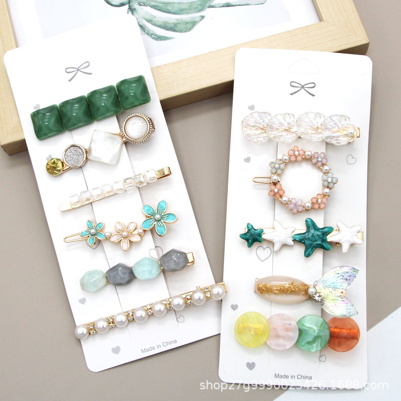 Set Kẹp Tóc Đính Đá Ngọc Trai Giả Thời Trang