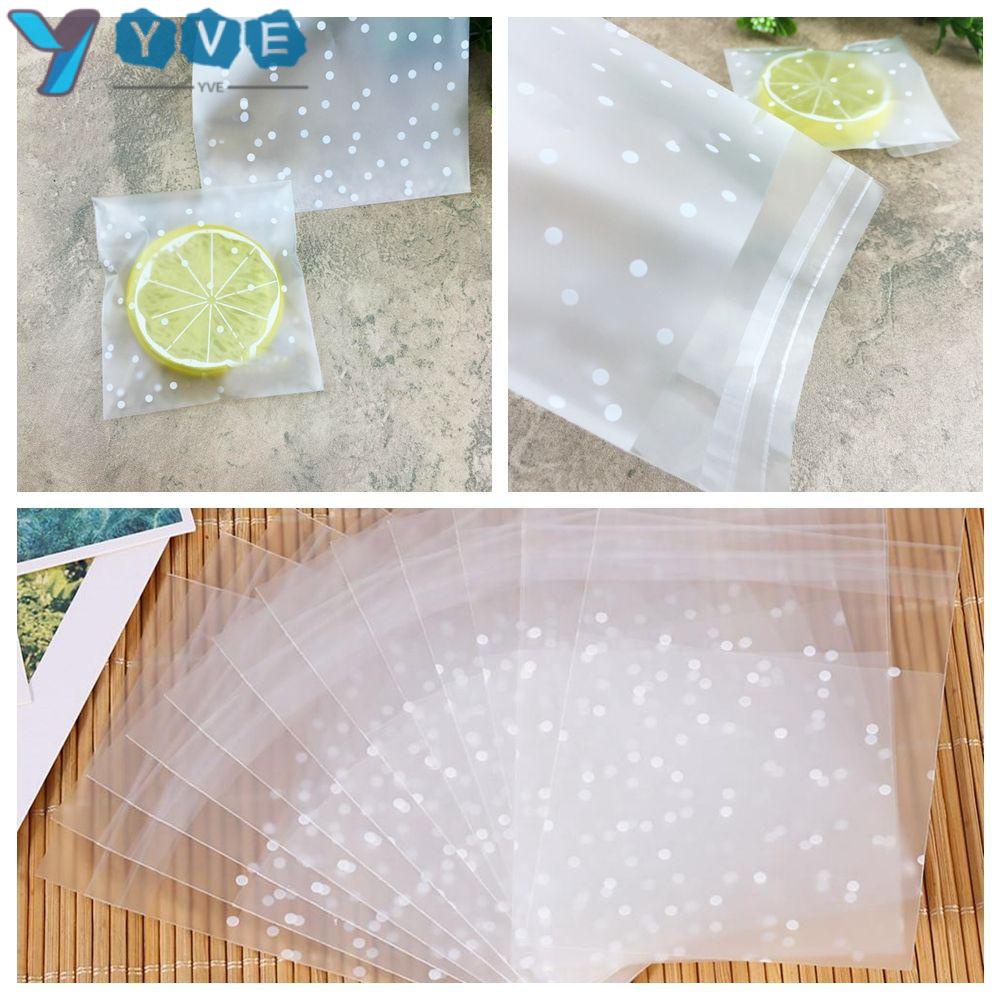 YVE Bộ 100 Túi Nhựa Đựng Bánh Kẹo Họa Tiết Chấm Bi Xinh Xắn