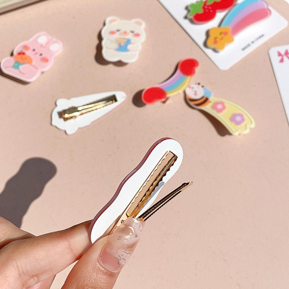 DANES Set 3 Kẹp Tóc Hình Thỏ / Dâu / Hoa Xinh Xắn Cho Bé Gái
