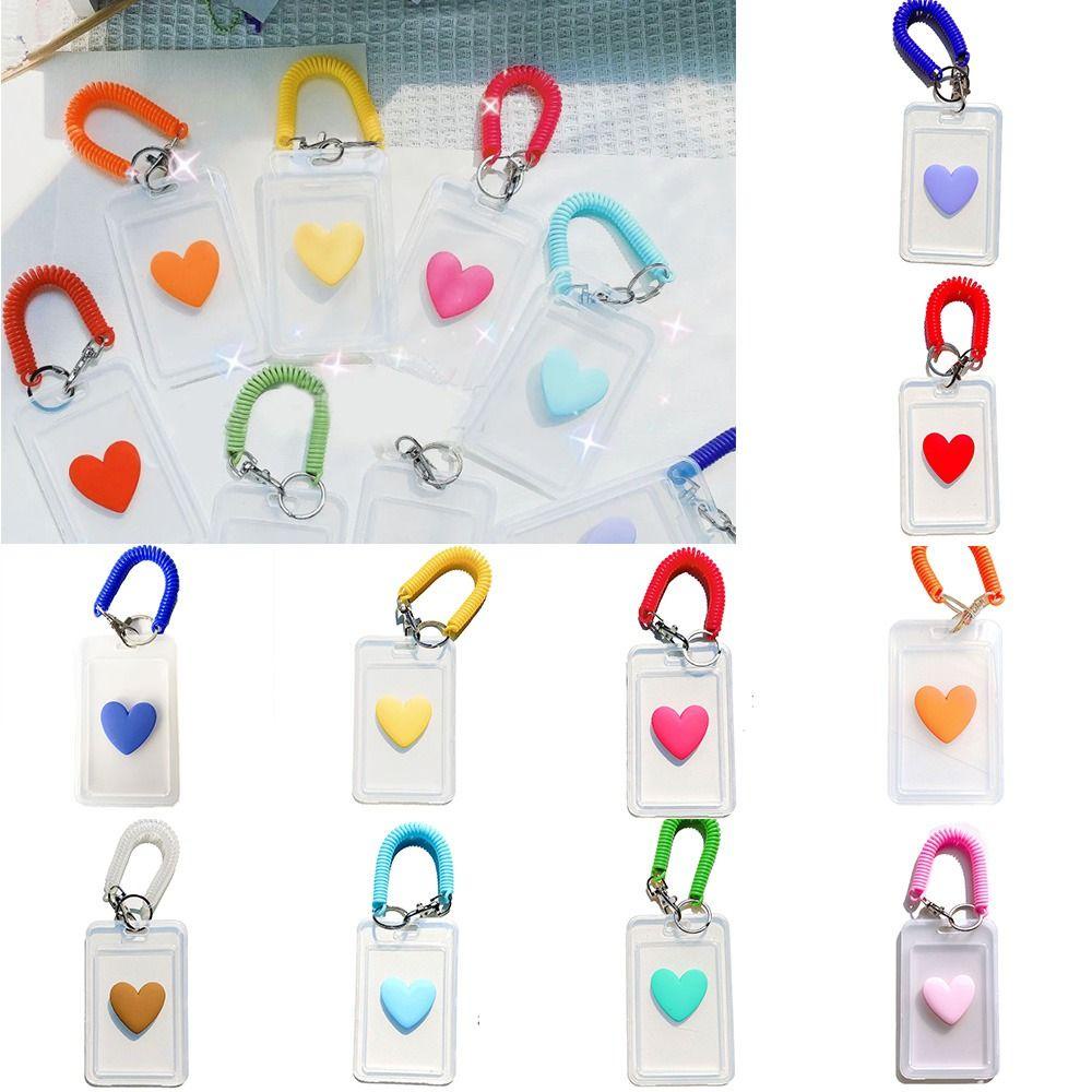 ANEMONE Bao Đựng Thẻ Bằng Nhựa Trong Suốt Co Giãn Họa Tiết Trái Tim Phong Cách Hàn Quốc