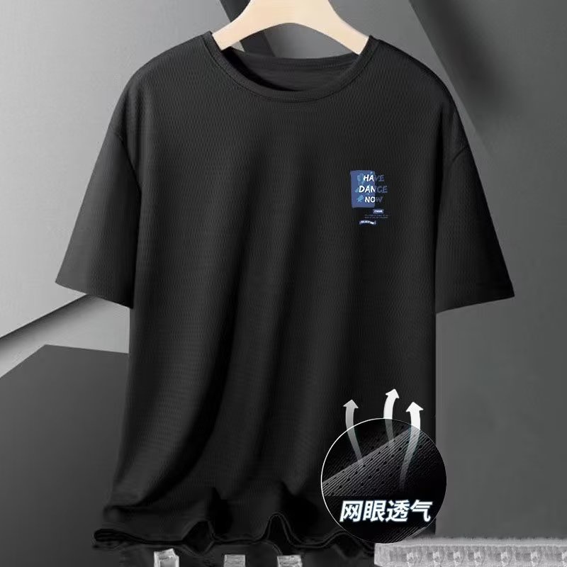 Áo Thun Tay Ngắn Cổ Tròn Phối Lưới Khô Thoáng Nhanh In Chữ Phong Cách Nhật Bản Thời Trang Mùa Hè Cho Cặp Đôi Cỡ M-5XL