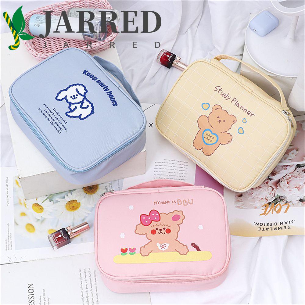 JARRED Túi Đựng Mỹ Phẩm Thêu Họa Tiết Gấu Hoạt Hình Xinh Xắn