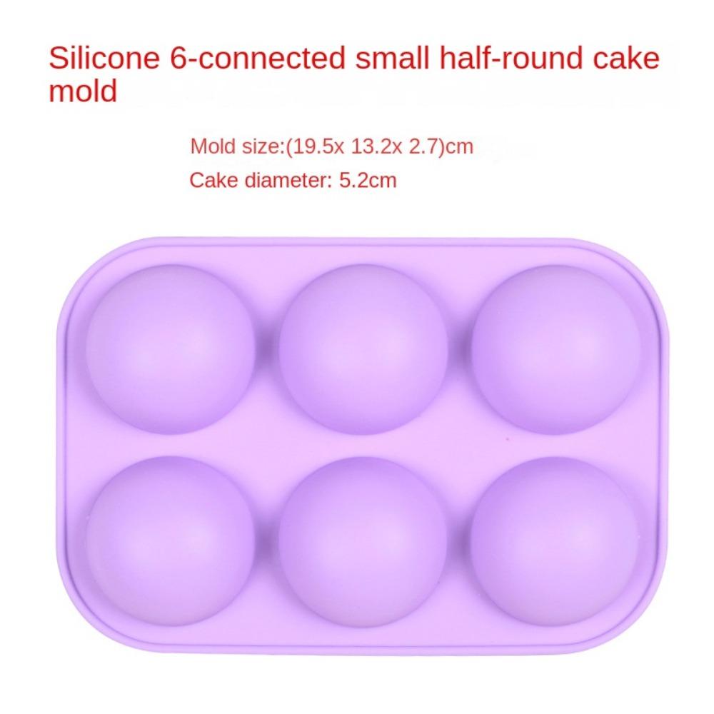 WONDER Khuôn Silicone Làm Bánh 6 Ngăn Hình Cầu Màu Tím Đơn Giản