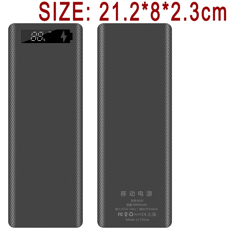 Hộp Sạc Dự Phòng QC 3.0 PD 18650 10X18650 Hai Cổng USB