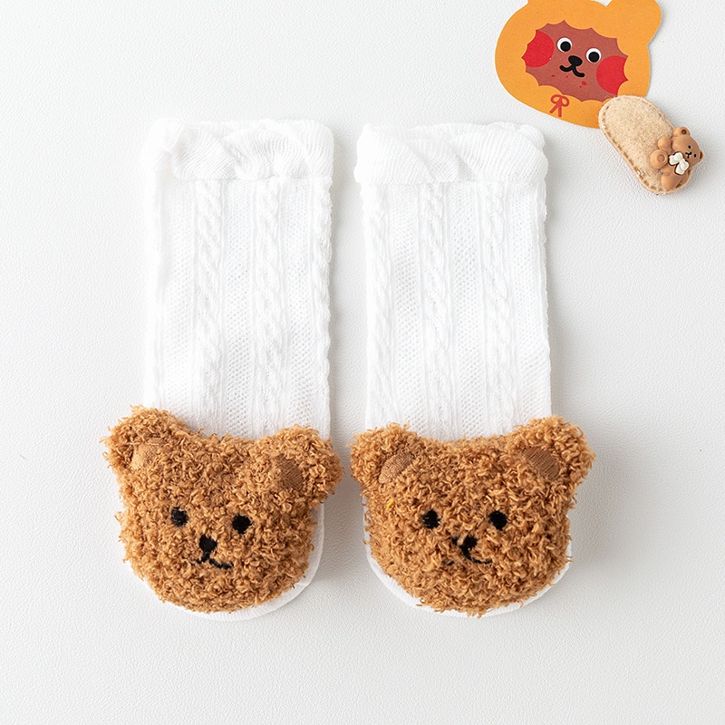 Vớ Cotton Dài Phối Lưới Thoáng Khí Co Giãn In Họa Tiết Hoạt Hình Gấu Dễ Thương Thời Trang Mùa Hè Cho Bé Sơ Sinh