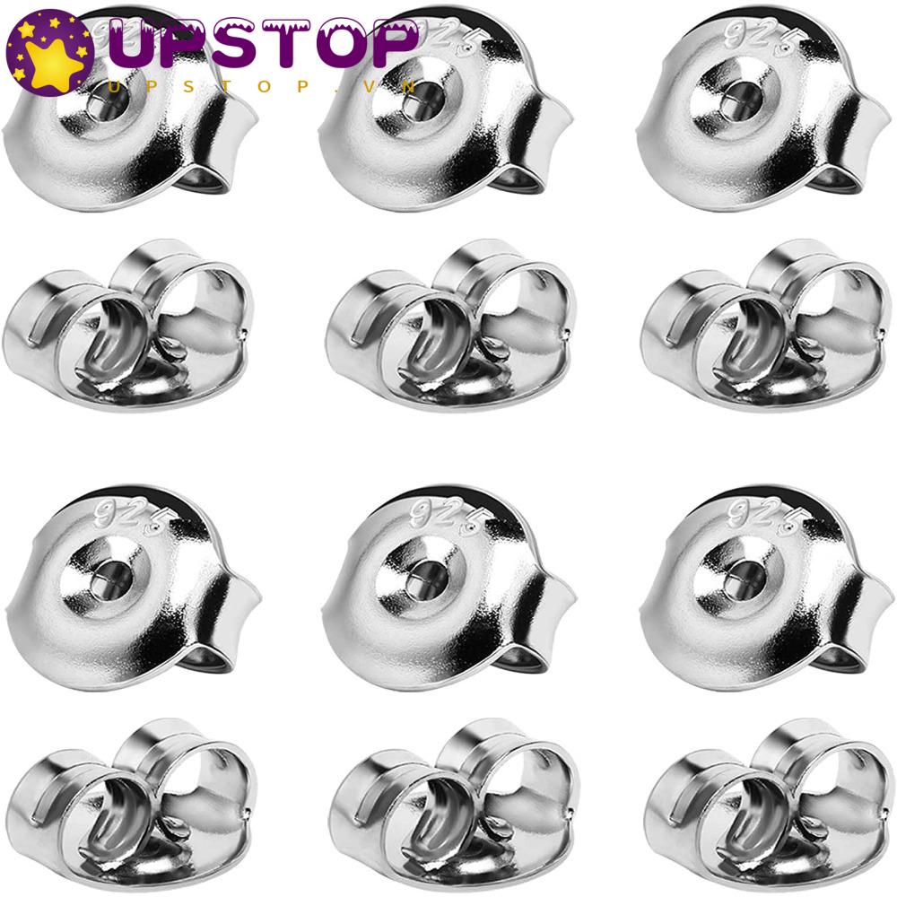 Bông Tai Bạc Hình Tròn Khóa Sau Lưng Không Gây Dị Ứng 5mm Thay Thế Tiện Dụng