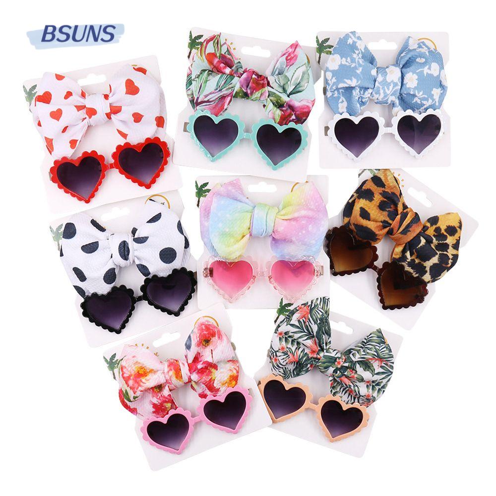 BSUNS Set 2 Băng Đô Nơ / Kính Mát Hình Trái Tim Cho Bé