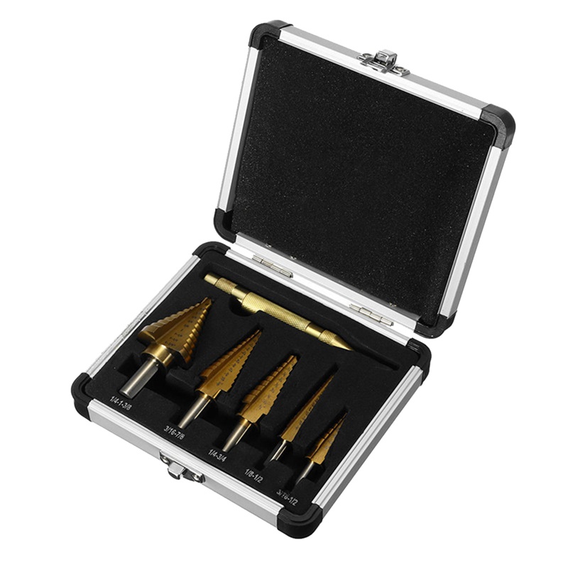 Bộ 6 Mũi Khoan Lỗ Dạng Thẳng 1 / 4 3 / 8 Inch HSS Bằng Titan