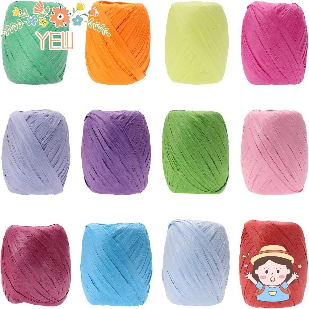 YEW Cuộn Dây Ruy Băng Raffia Dài 20m 12 Cuộn Dùng Gói Quà