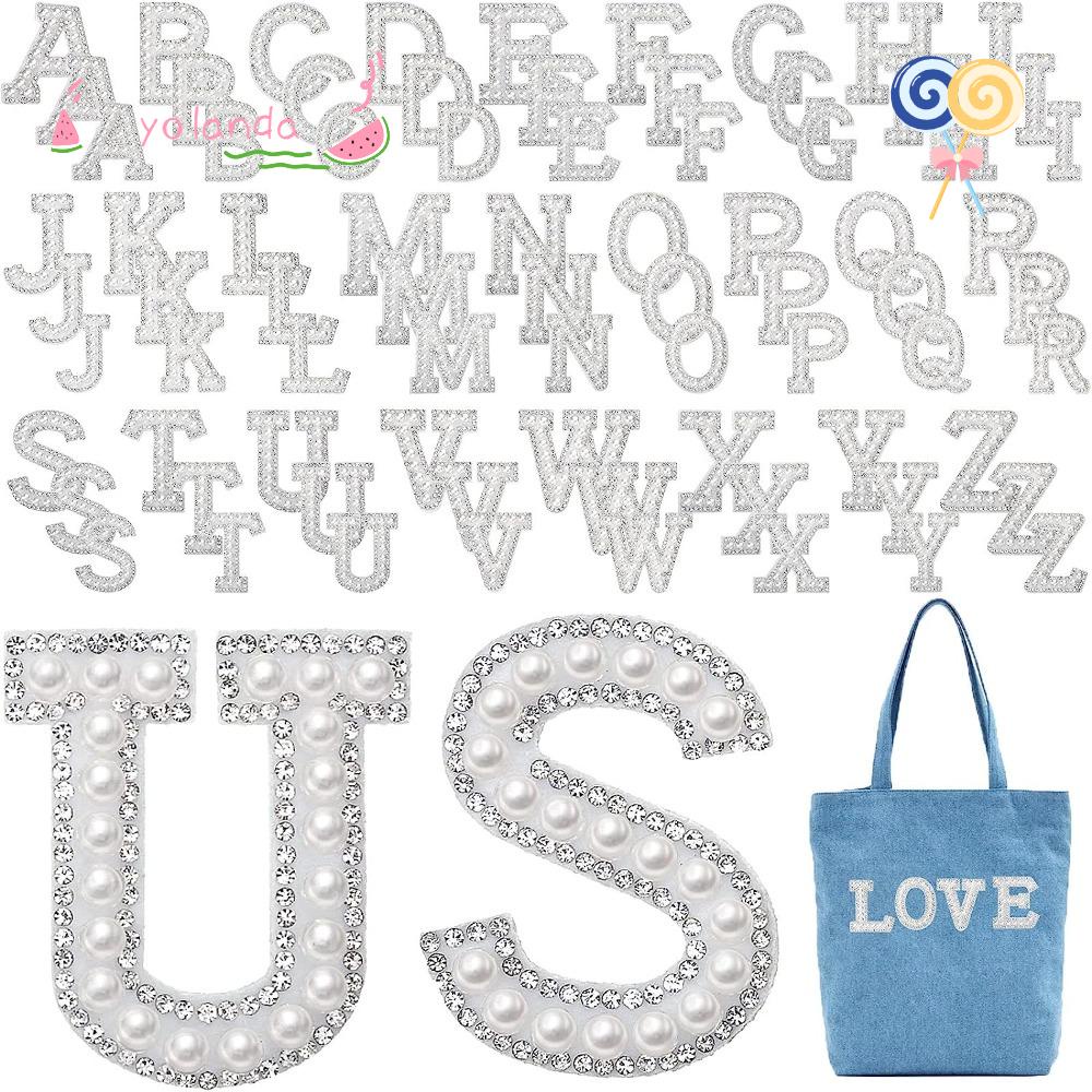 YOLA Sticker Ủi Thêu Chữ Cái Màu Trắng