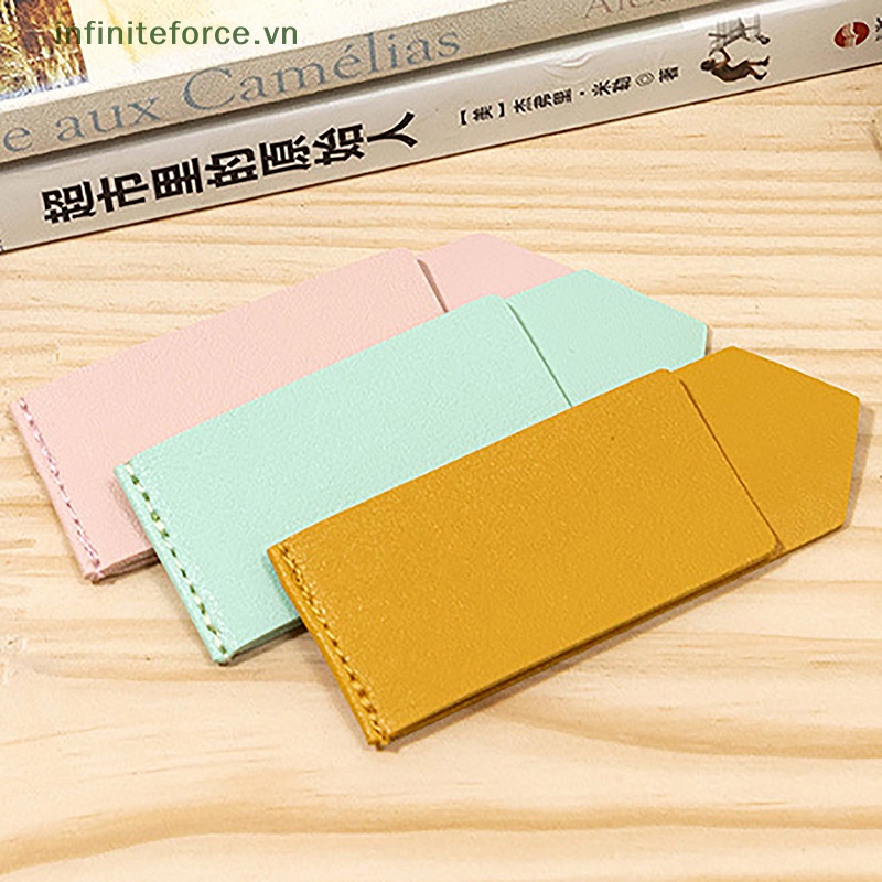 Thẻ Đánh Dấu Trang Sách Bằng Da PU Màu Trơn Di Động Tiện Dụng Cho Học Sinh / Nhân Viên Văn Phòng