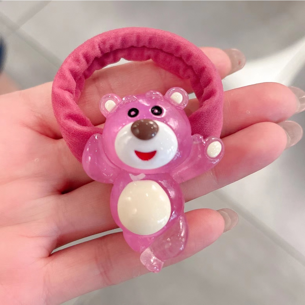 Bộ 3 Dây Cột Tóc Hình Gấu Dâu Tây Dễ Thương Cho Bé Gái BY3