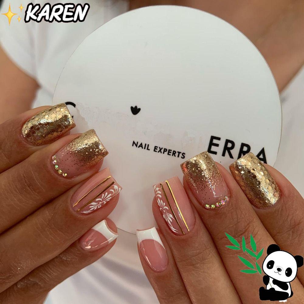 KAREN Bộ Móng Tay Giả Trang Trí Đơn Giản