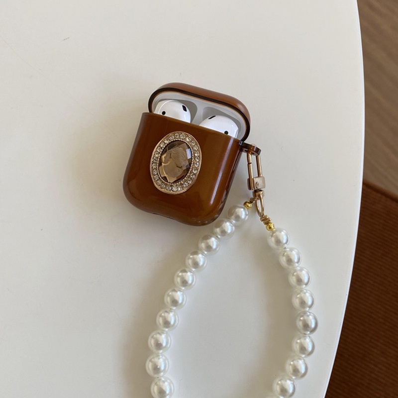 Vỏ Bảo Vệ Hộp Sạc Tai Nghe Airpods 1 2 3 PRO PRO2 Bluetooth Không Dây Bằng TPU Mềm Trong Suốt Đính Hạt Ngọc Trai Giả Hình Oval