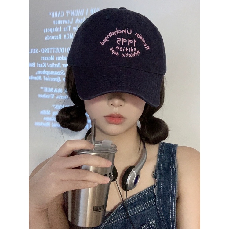 Mũ Lưỡi Trai Mềm Chống Nắng Thêu Chữ Phong Cách Mỹ