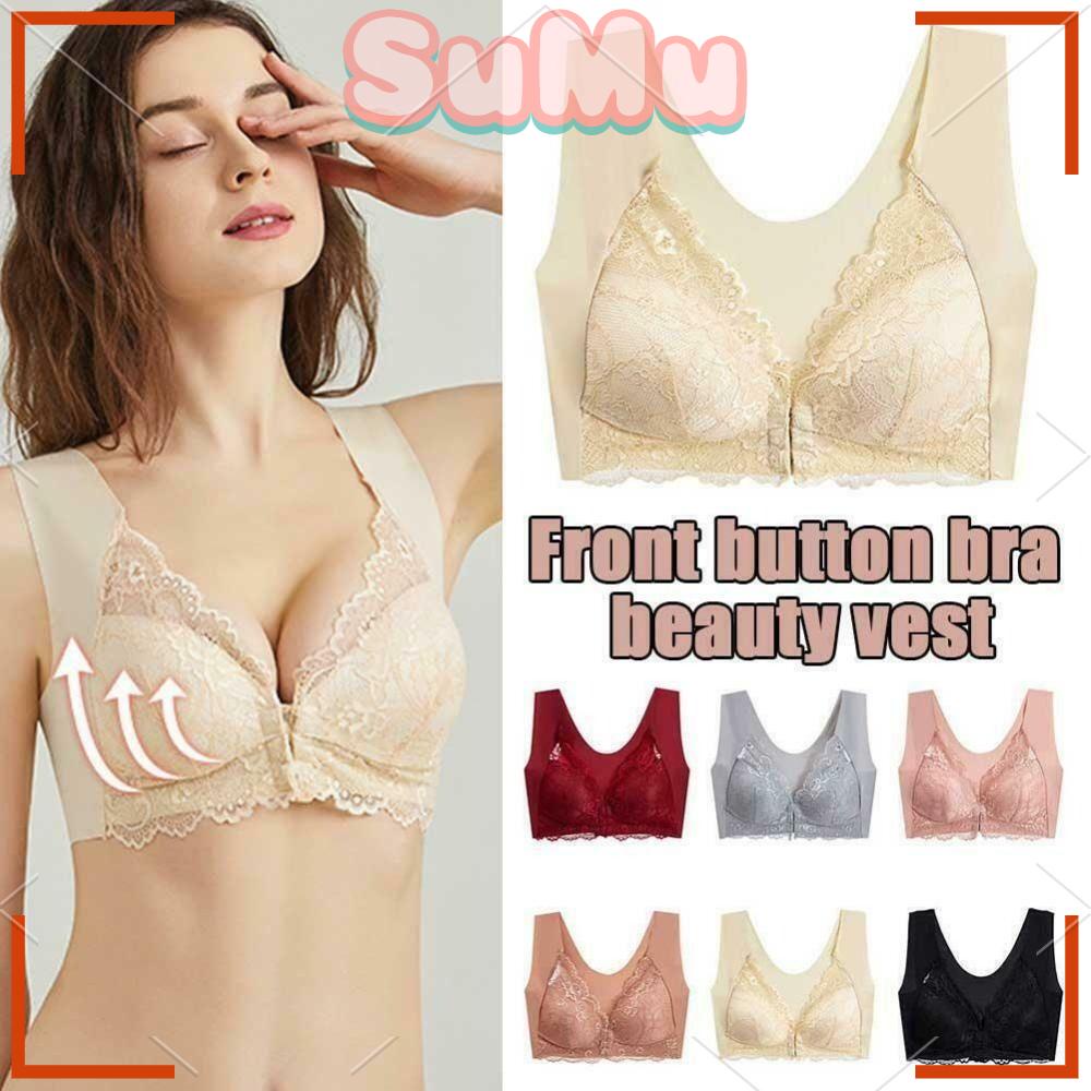 SUMU Áo Lót Nâng Ngực Không Đường May Khóa Trước