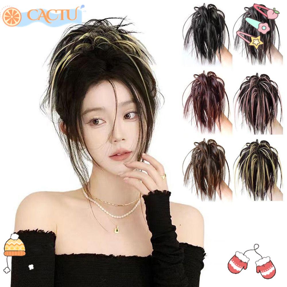 CACTU Búi Tóc Giả Thẳng Dài Thời Trang Mới Cho Nữ