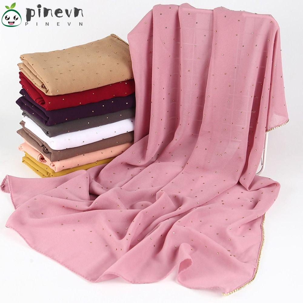 PINEVN Khăn Trùm Đầu Bằng Satin 70 * 180CM Cho Phụ Nữ Hồi Giáo