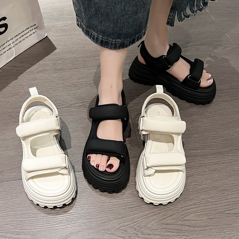 Giày Sandal Đế Xuồng Dày Phong Cách Mới Dành Cho Nữ Đi Biển Mùa Xuân Hè