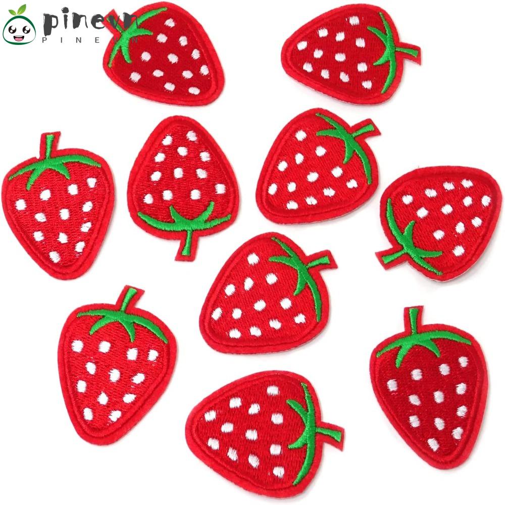 PINEVN Bộ 14 Miếng Dán 14 Miếng Thêu Hình Trái Dâu Đỏ Dễ Thương