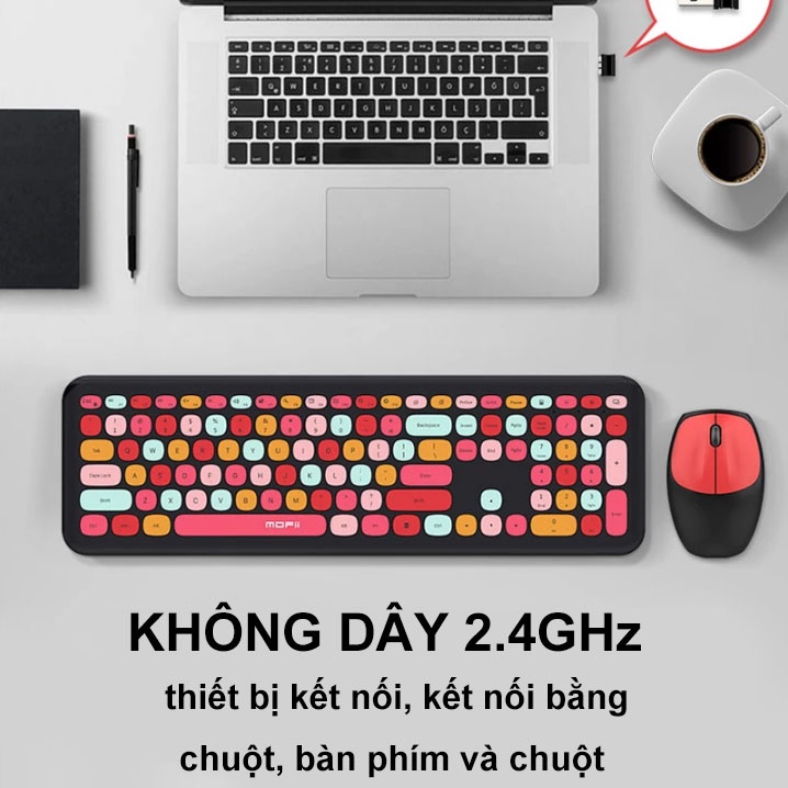 Bộ Bàn Phím Không Dây Mofii 666 110 Phím Colorful Tương Thích Windows/MacOS