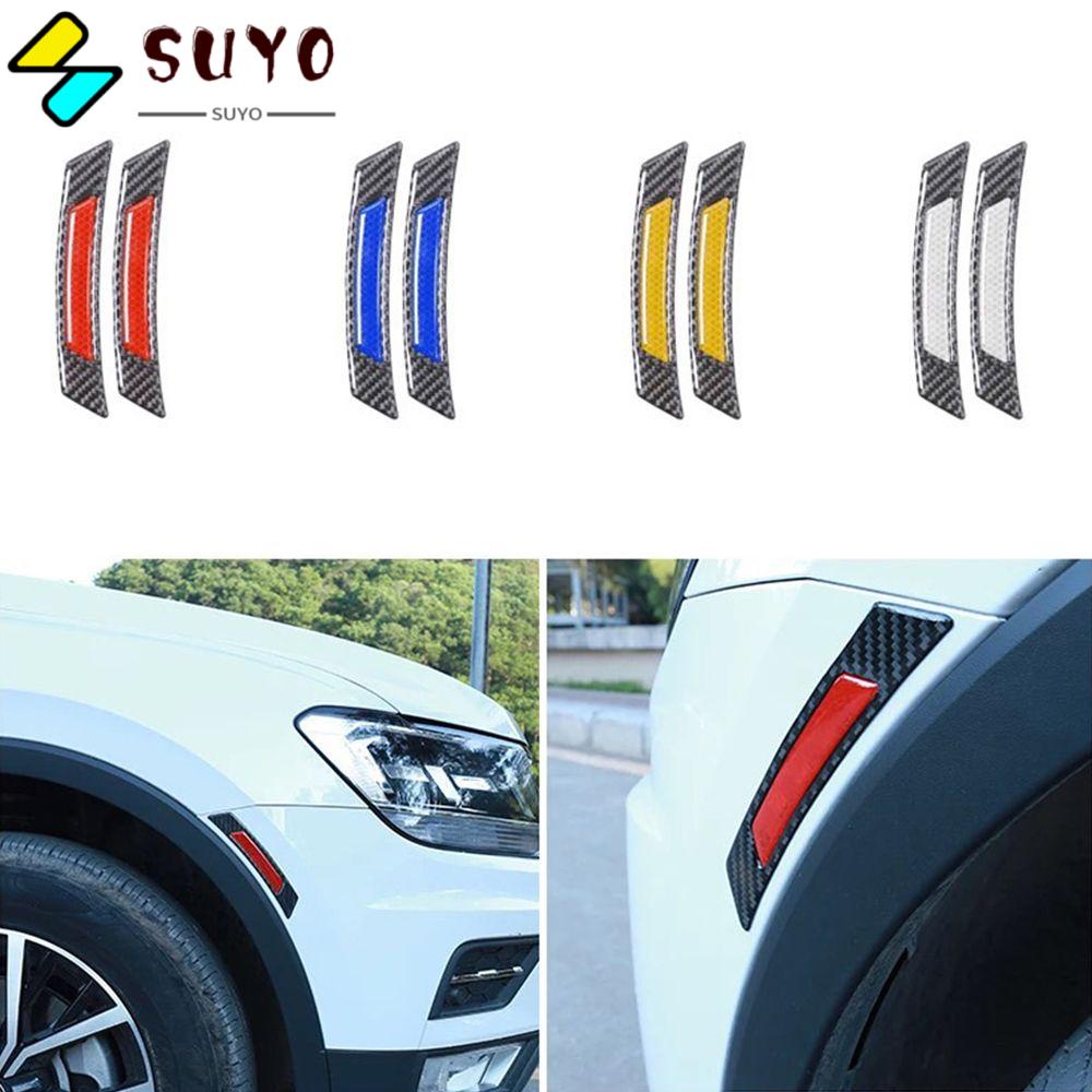 SUYO Bộ 2 Miếng Dán Sợi Carbon Phản Quang Bảo Vệ Cảnh Báo An Toàn Cho Xe Hơi