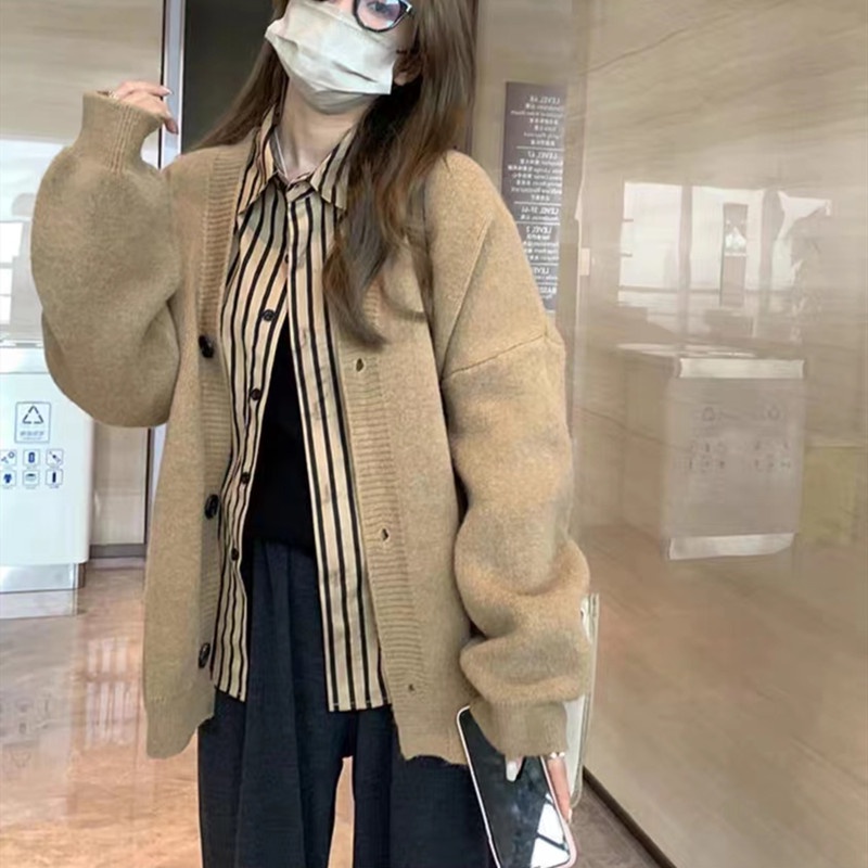 Áo Khoác cardigan Dệt Kim Dáng Rộng Kiểu vintage Thời Trang Mùa Thu 2023