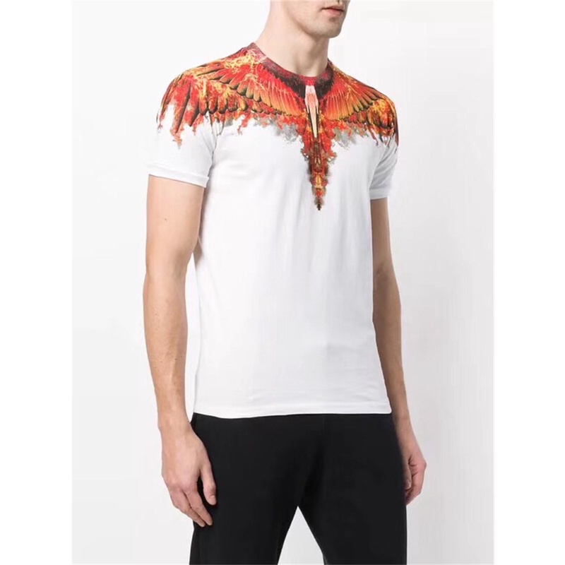 Ma-rc-lo- BEL-ONG Áo Thun Tay Ngắn Họa Tiết Đôi Cánh Ngọn Lửa Thời Trang Xu Hướng Đường Phố Chất Lượng Cao