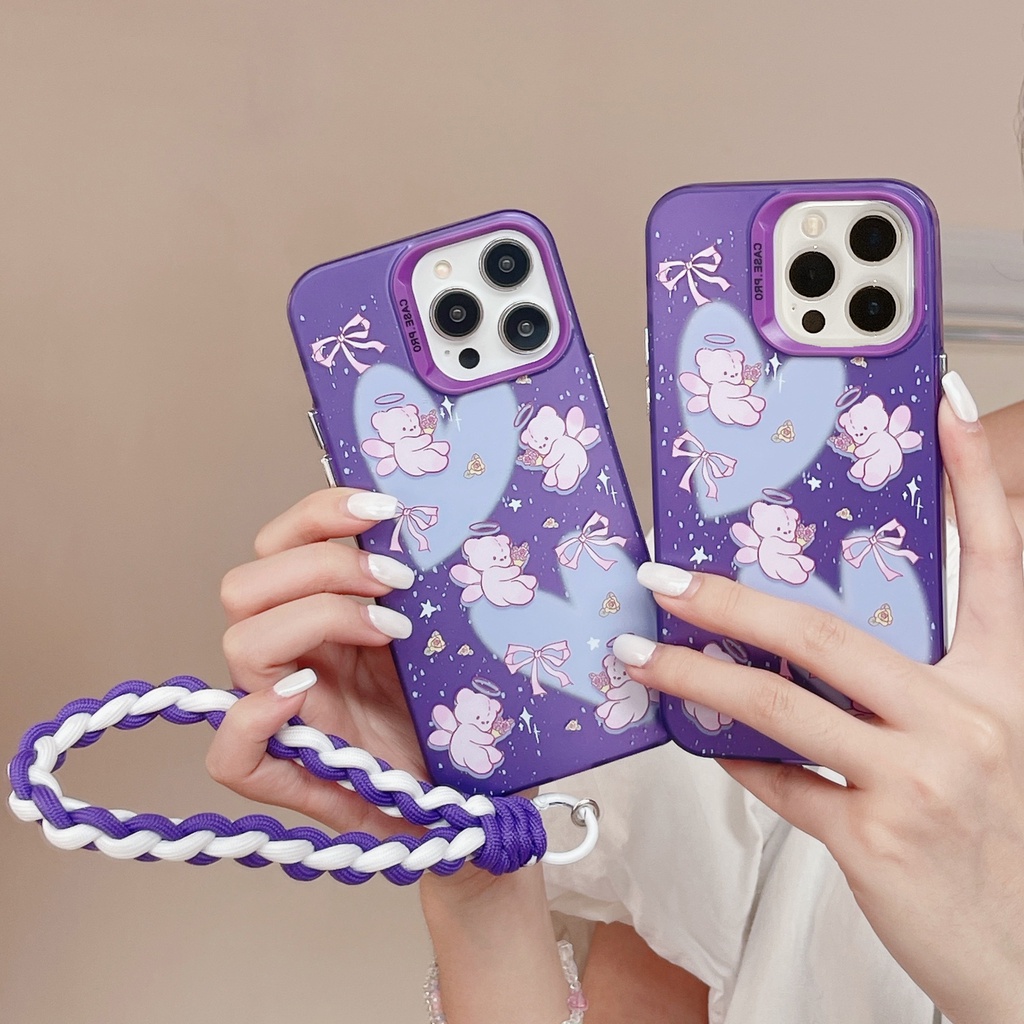 Ốp Điện Thoại IMD Chống Sốc Hai Mặt Kèm Dây Đeo Cho IPhone 14 13 12 11 Pro Max