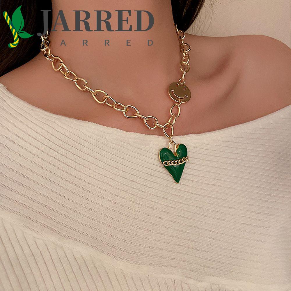 JARRED Bộ Vòng cổ + Bông Tai Hợp Kim Hình Mặt Cười Màu Trơn Thời Trang Hàn Quốc Cho Nữ