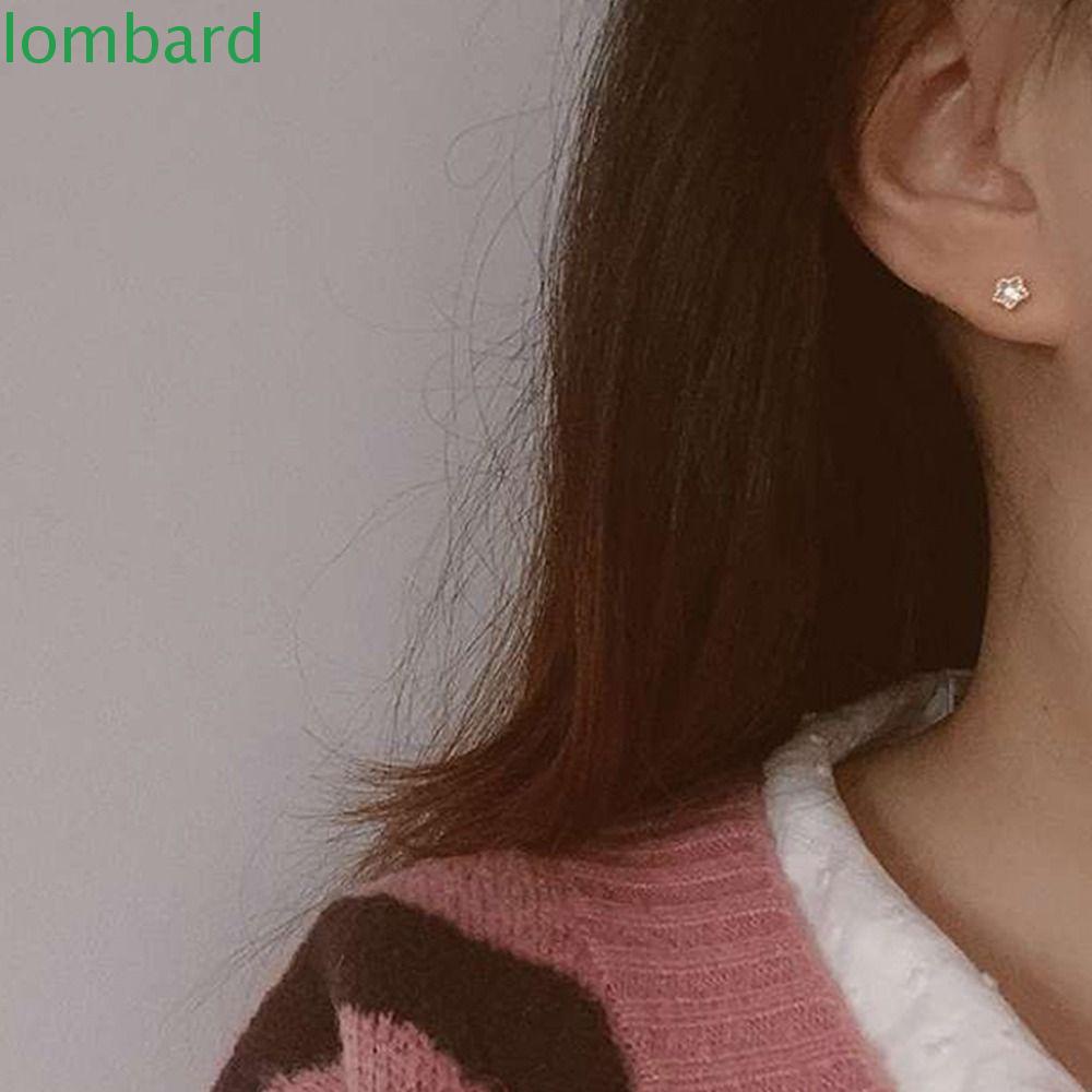 LOMBARD Bông Tai Thiết Kế Hình Ngôi Sao Nhỏ Nhiều Màu Sắc Phong Cách Hàn Quốc Thời Trang Cho Nữ