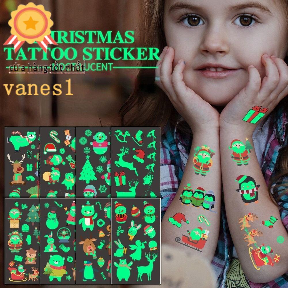 VANES1 Set 10 Hình Xăm Dán Dạ Quang Họa Tiết Bông Tuyết Giáng Sinh
