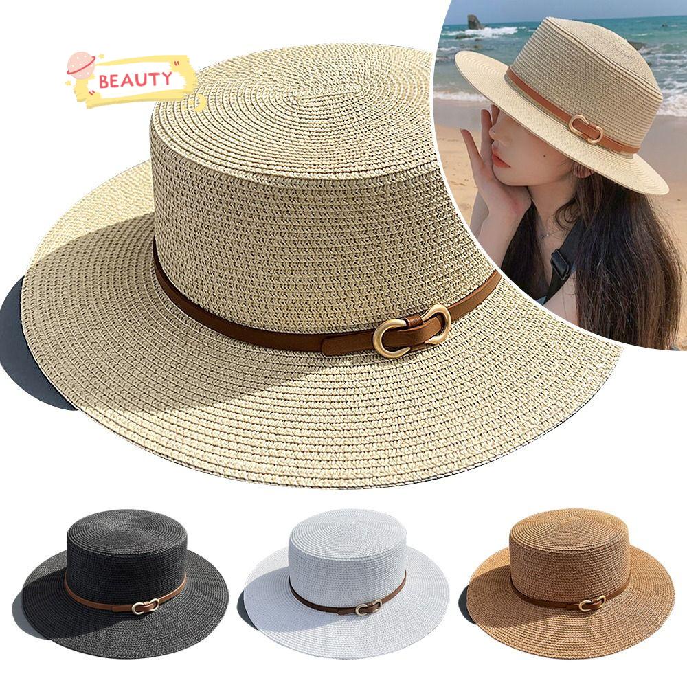 BEAUTY Mũ Rộng Vành Chống Nắng Thiết Kế Đơn Giản Thời Trang Đi Biển