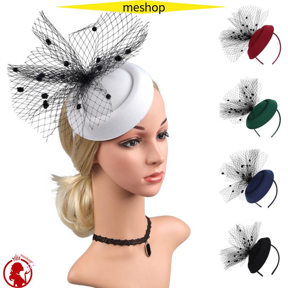 ME Mũ Beret Vải Lưới Thắt Nút Màu Trơn Phong Cách Vintage Thời Trang Cho Nữ