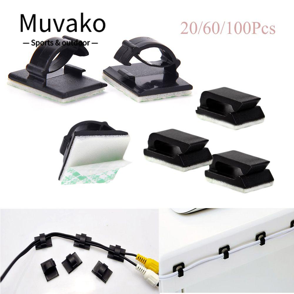 MUVAKO Set 20 / 60 / 100 Kẹp Cố Định Dây Cáp Tự Dính Tiện Lợi