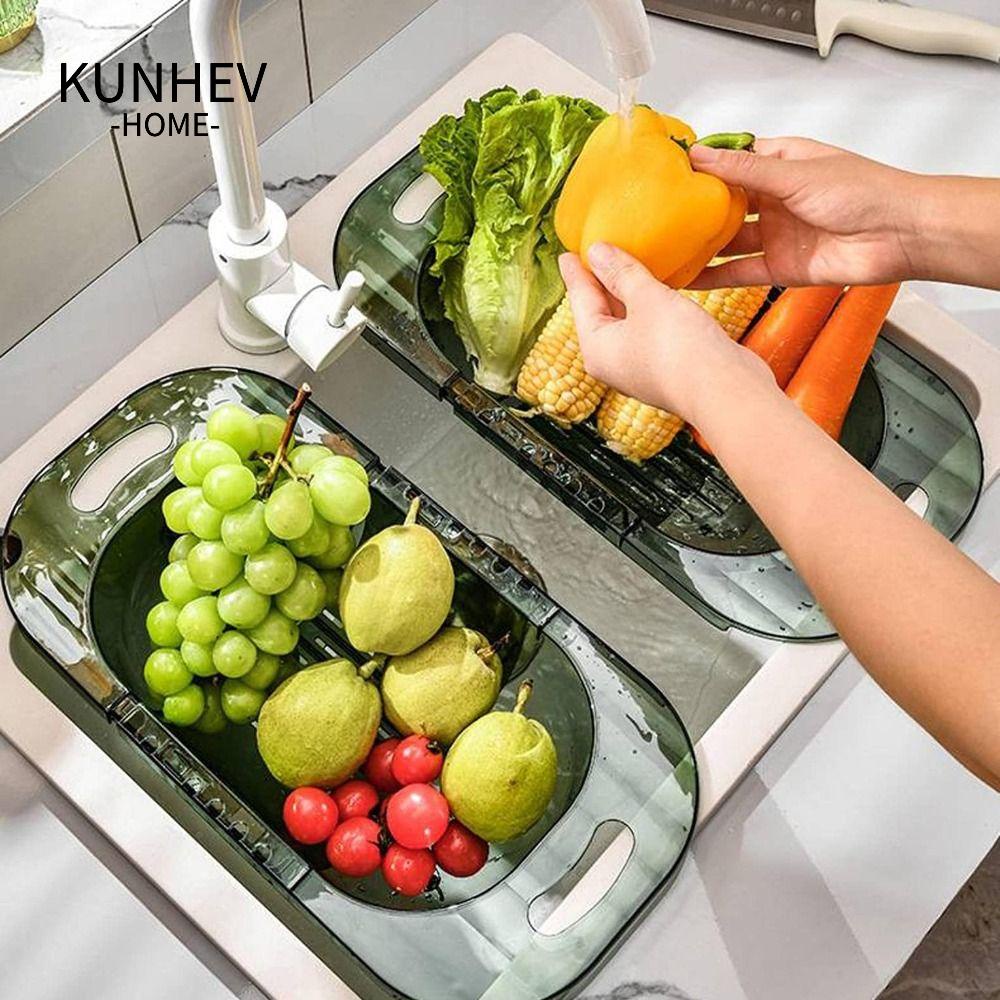 KUNHEV Rổ Nhựa Trong Suốt Đựng Đồ Dùng Gắn Bồn Rửa Có Thể Thu Gọn Tiện Dụng