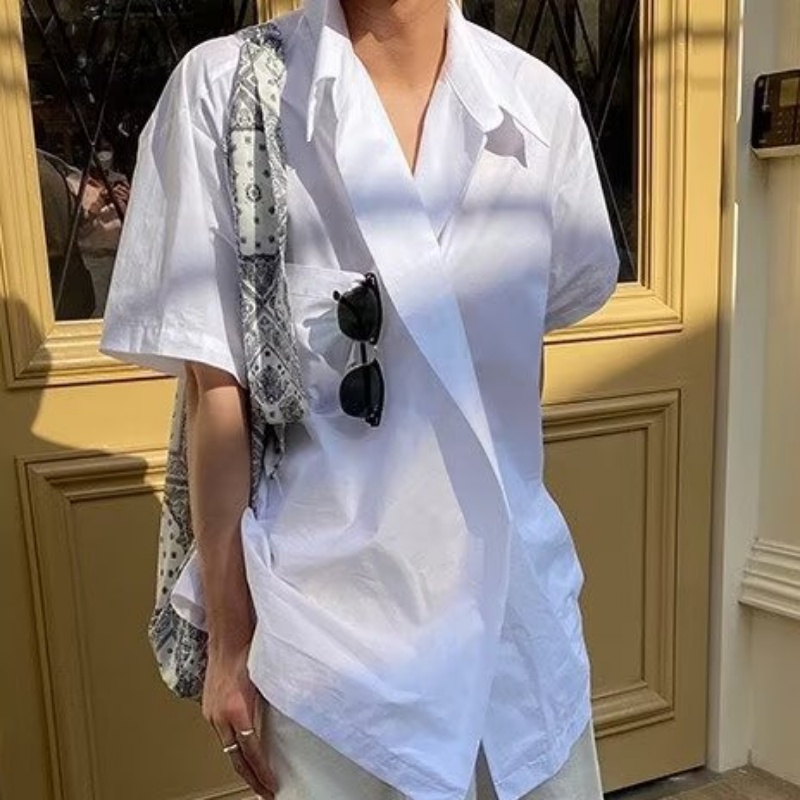 Áo Sơ Mi Tay Ngắn Kẻ Sọc Phong Cách Hàn Quốc Cao Cấp Cho Nam