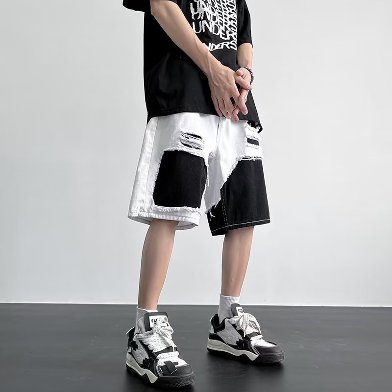 Quần short nam rách phong cách Hàn Quốc quần short jean nam thời trang hiphop quần short unisex from rộng quần đùi  jean nam
